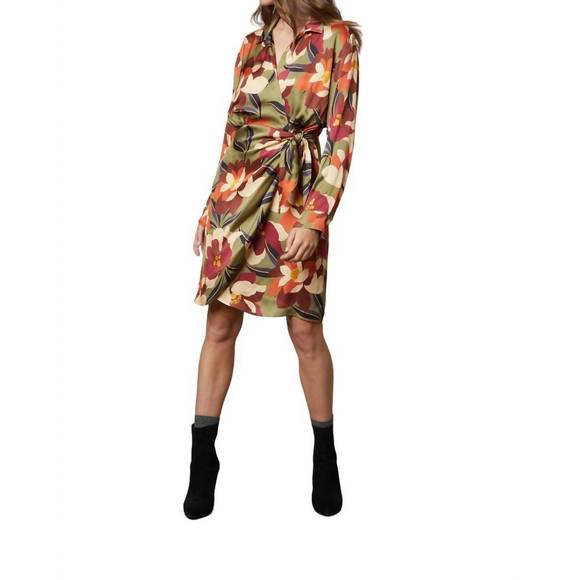 NEW VELVET BY GRAHAM & SPENCER janey printed satin dress in hydrangea - Picture 3 of 5